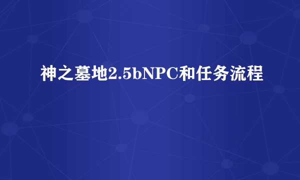 神之墓地2.5bNPC和任务流程