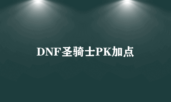 DNF圣骑士PK加点