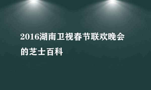 2016湖南卫视春节联欢晚会的芝士百科