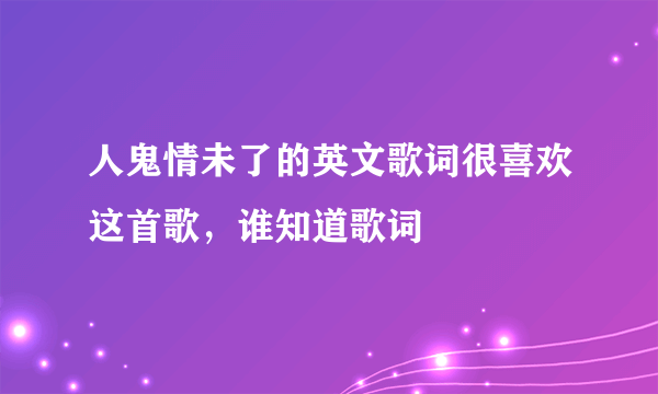 人鬼情未了的英文歌词很喜欢这首歌，谁知道歌词