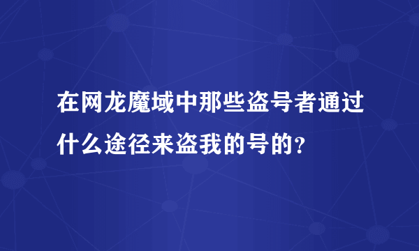 在网龙魔域中那些盗号者通过什么途径来盗我的号的？