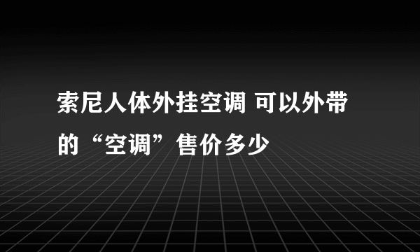 索尼人体外挂空调 可以外带的“空调”售价多少