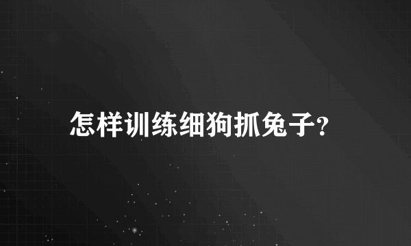 怎样训练细狗抓兔子？