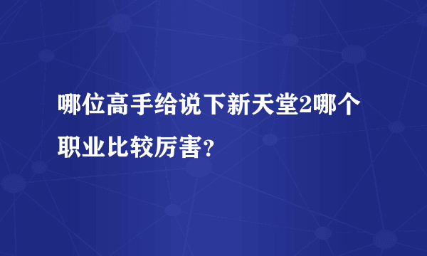 哪位高手给说下新天堂2哪个职业比较厉害？