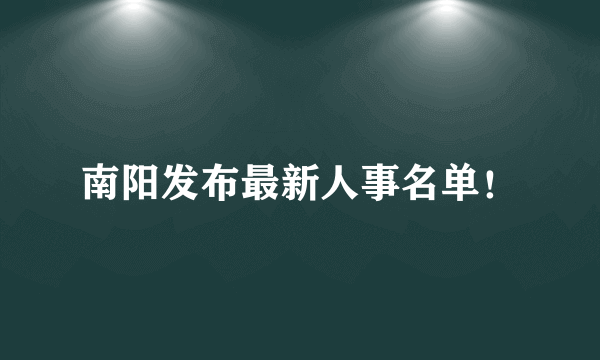 南阳发布最新人事名单！