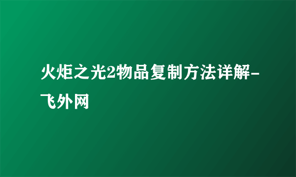 火炬之光2物品复制方法详解-飞外网