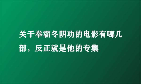 关于拳霸冬阴功的电影有哪几部，反正就是他的专集