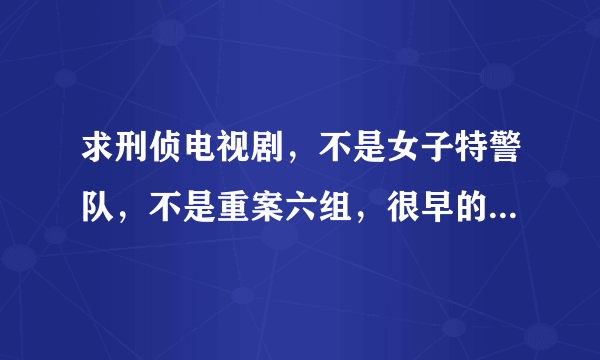 求刑侦电视剧，不是女子特警队，不是重案六组，很早的电视了，也不是中国大案录，不是纪录片。谢谢