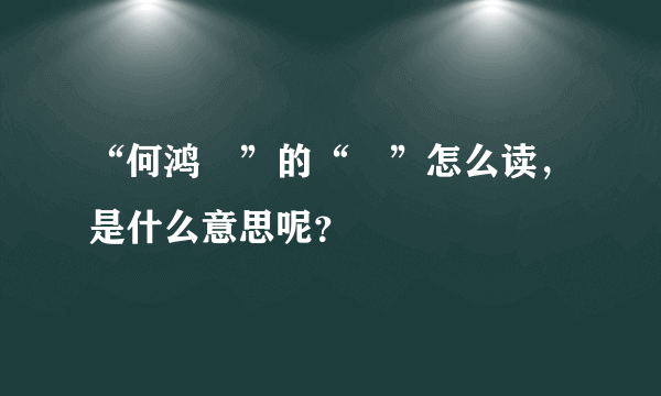 “何鸿燊”的“燊”怎么读，是什么意思呢？