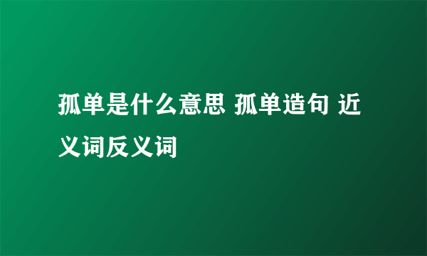 孤单是什么意思 孤单造句 近义词反义词