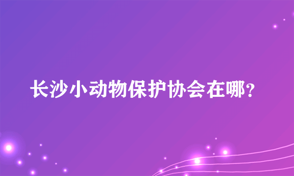 长沙小动物保护协会在哪？