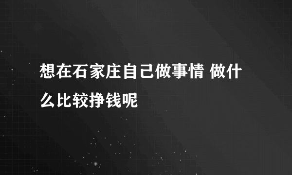 想在石家庄自己做事情 做什么比较挣钱呢