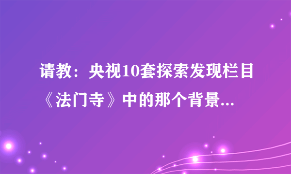 请教：央视10套探索发现栏目《法门寺》中的那个背景音乐是什么？