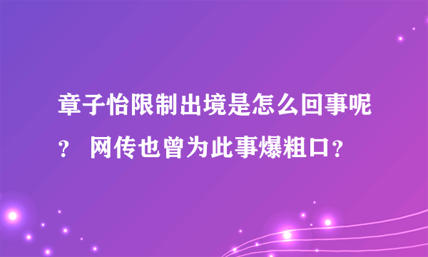 章子怡限制出境是怎么回事呢？ 网传也曾为此事爆粗口？