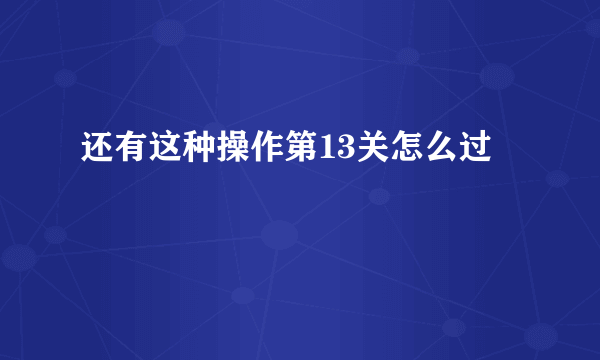 还有这种操作第13关怎么过