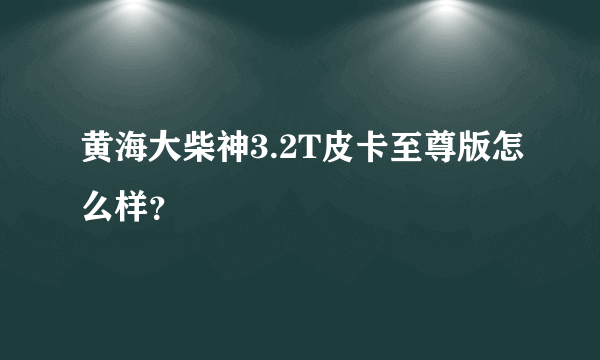 黄海大柴神3.2T皮卡至尊版怎么样？