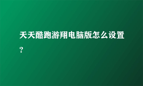 天天酷跑游翔电脑版怎么设置？