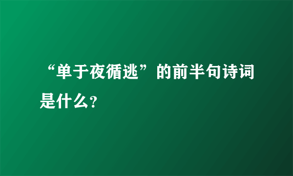 “单于夜循逃”的前半句诗词是什么？