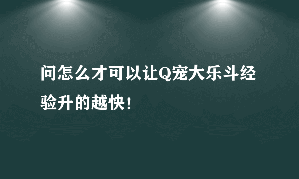 问怎么才可以让Q宠大乐斗经验升的越快！