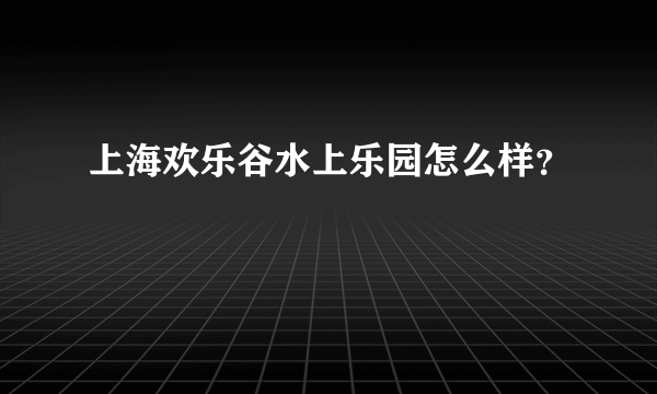 上海欢乐谷水上乐园怎么样？