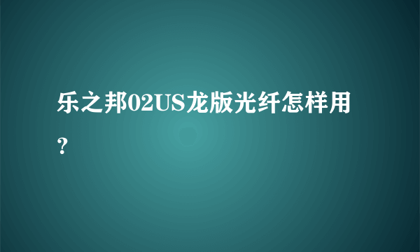 乐之邦02US龙版光纤怎样用？