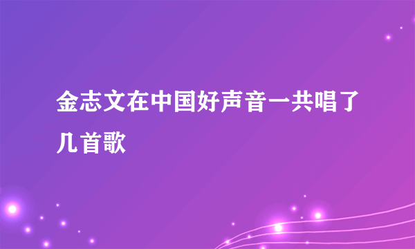 金志文在中国好声音一共唱了几首歌