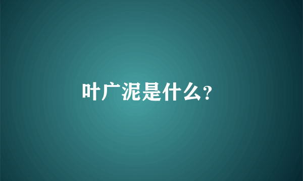 叶广泥是什么？