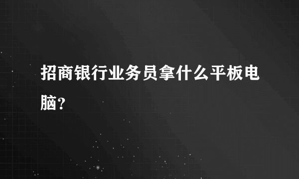 招商银行业务员拿什么平板电脑？