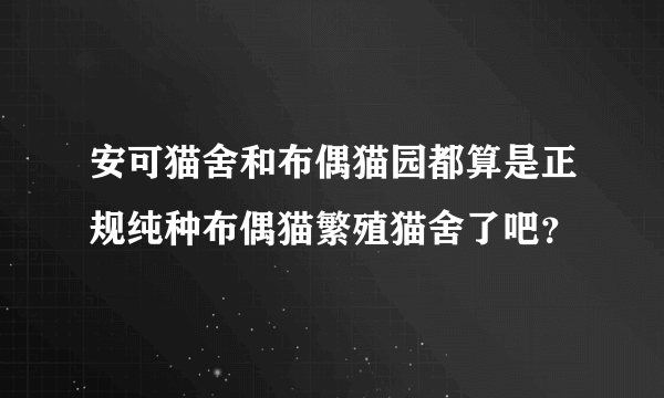 安可猫舍和布偶猫园都算是正规纯种布偶猫繁殖猫舍了吧？