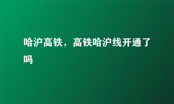 哈沪高铁，高铁哈沪线开通了吗