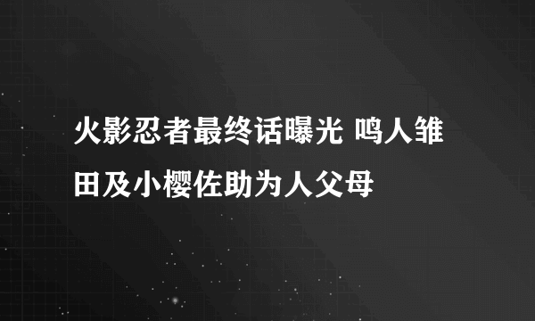 火影忍者最终话曝光 鸣人雏田及小樱佐助为人父母