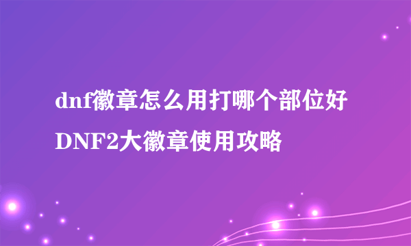 dnf徽章怎么用打哪个部位好 DNF2大徽章使用攻略