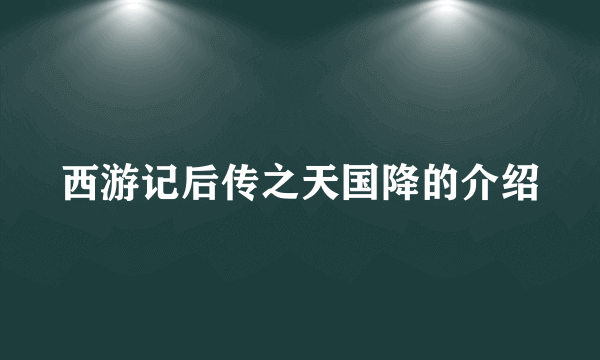 西游记后传之天国降的介绍