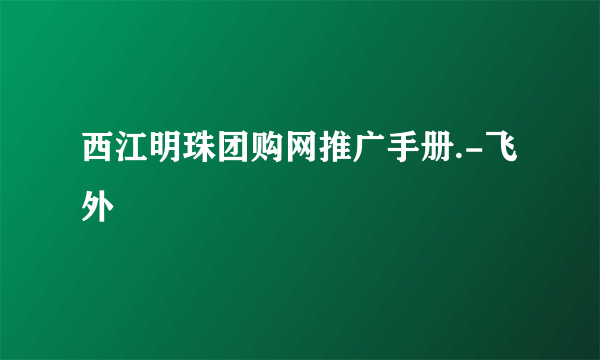 西江明珠团购网推广手册.-飞外