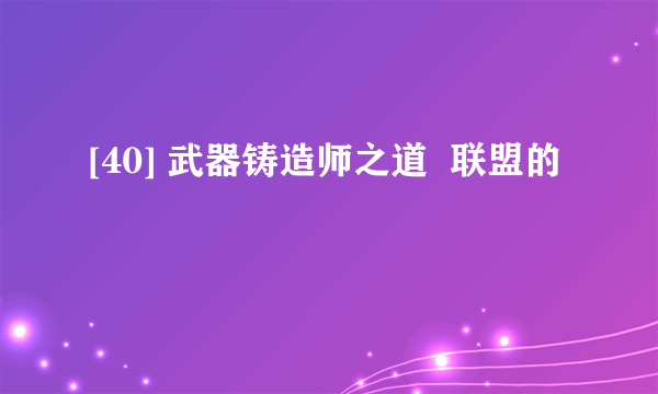 [40] 武器铸造师之道  联盟的