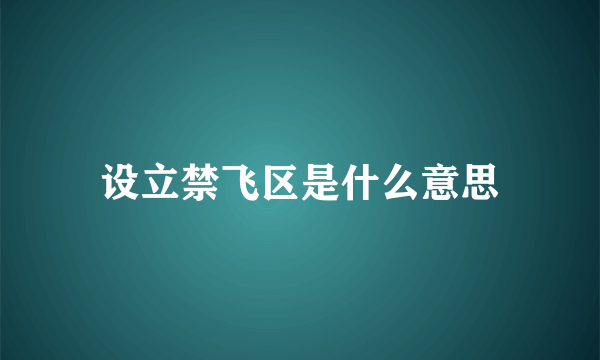 设立禁飞区是什么意思