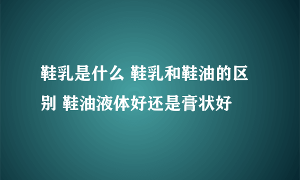 鞋乳是什么 鞋乳和鞋油的区别 鞋油液体好还是膏状好