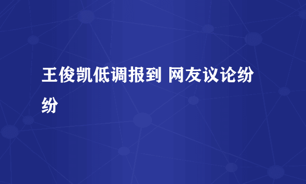 王俊凯低调报到 网友议论纷纷