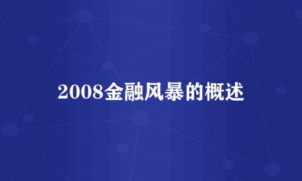 2008金融风暴的概述