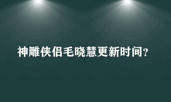 神雕侠侣毛晓慧更新时间？