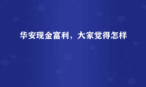 华安现金富利，大家觉得怎样