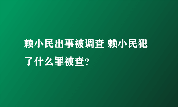 赖小民出事被调查 赖小民犯了什么罪被查？