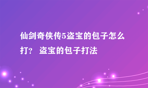 仙剑奇侠传5盗宝的包子怎么打？ 盗宝的包子打法