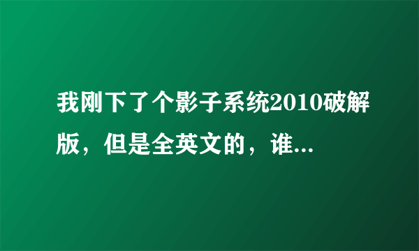 我刚下了个影子系统2010破解版，但是全英文的，谁能告诉我使用方法 ，越详细越好！！