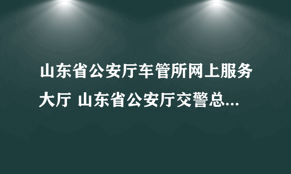 山东省公安厅车管所网上服务大厅 山东省公安厅交警总队车管所