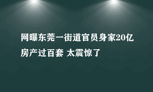 网曝东莞一街道官员身家20亿房产过百套 太震惊了