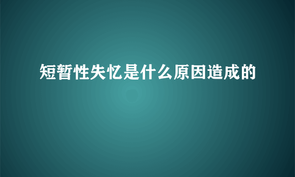 短暂性失忆是什么原因造成的