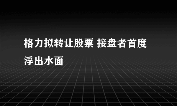 格力拟转让股票 接盘者首度浮出水面