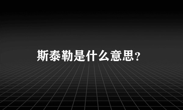 斯泰勒是什么意思？