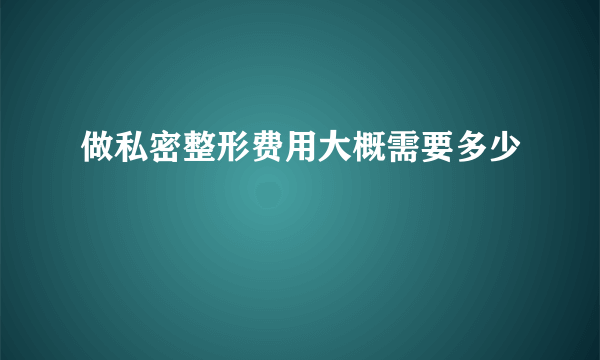 做私密整形费用大概需要多少